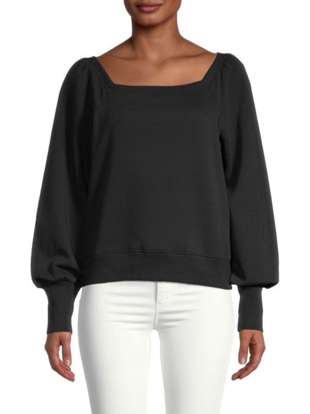 Rebecca Minkoff Women's Ariel Square Neck Puff Balloon Sleeve Sweatshirt L